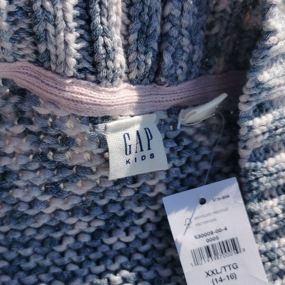 Gap Kids XXL 14 - 16 open cardigan cargi New NWT blue white pinkish tinge - Picture 4 of 15